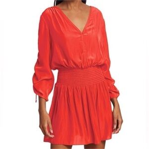 Ramy Brook Lili Tunic Mini Dress Bright Red Size Large